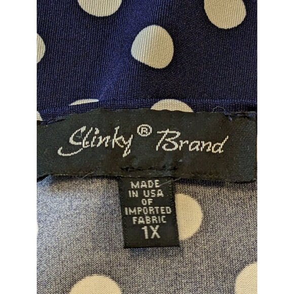 Slinky Brand Womens Plus 1X Top Navy Blue Polka Dot Travel Stretch Sleeveless - Picture 5 of 7